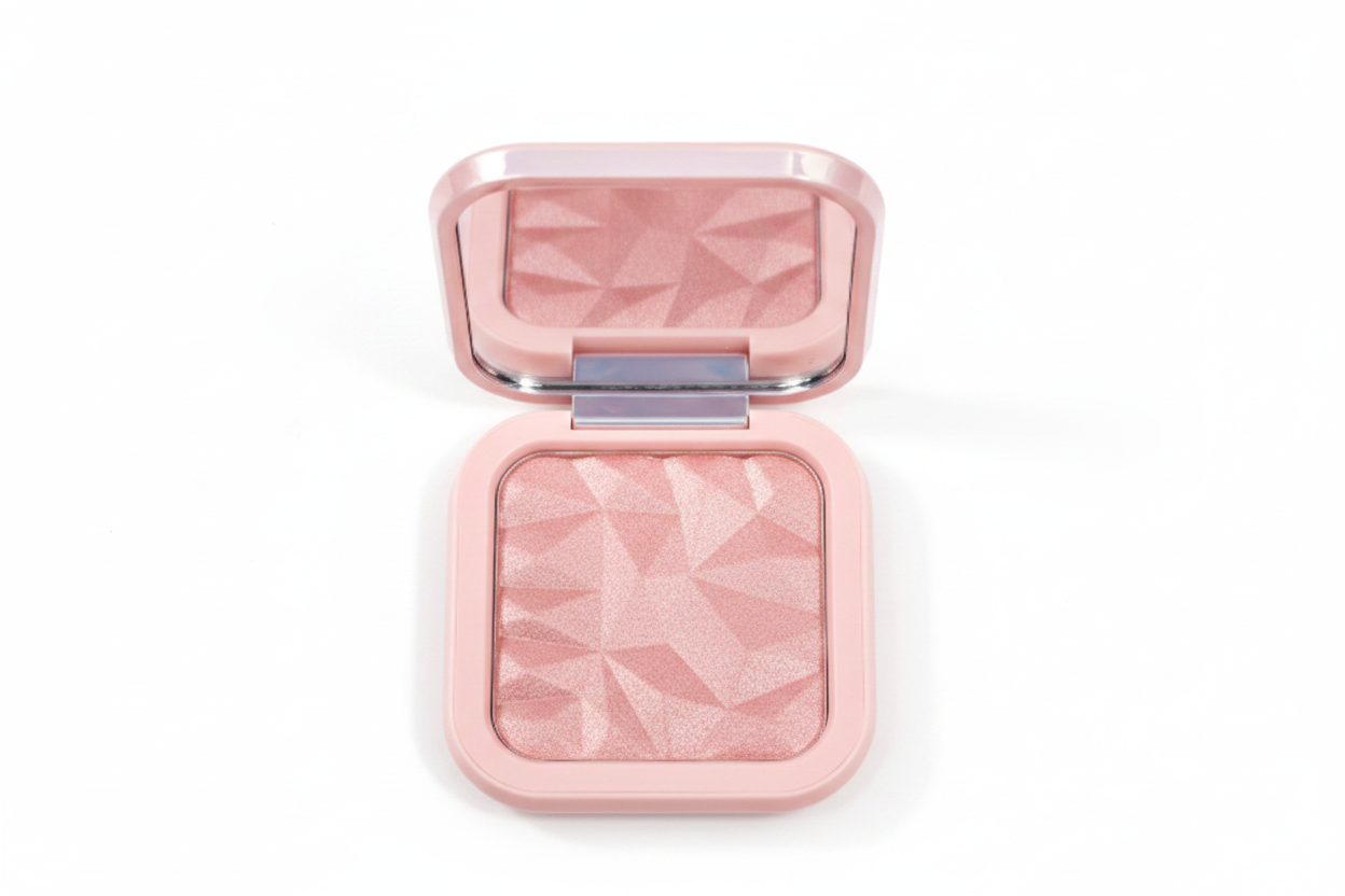 Diamond-Cut Highlighter Powder Compact – 6 Shades, Buildable Glow, All Skin Tones
