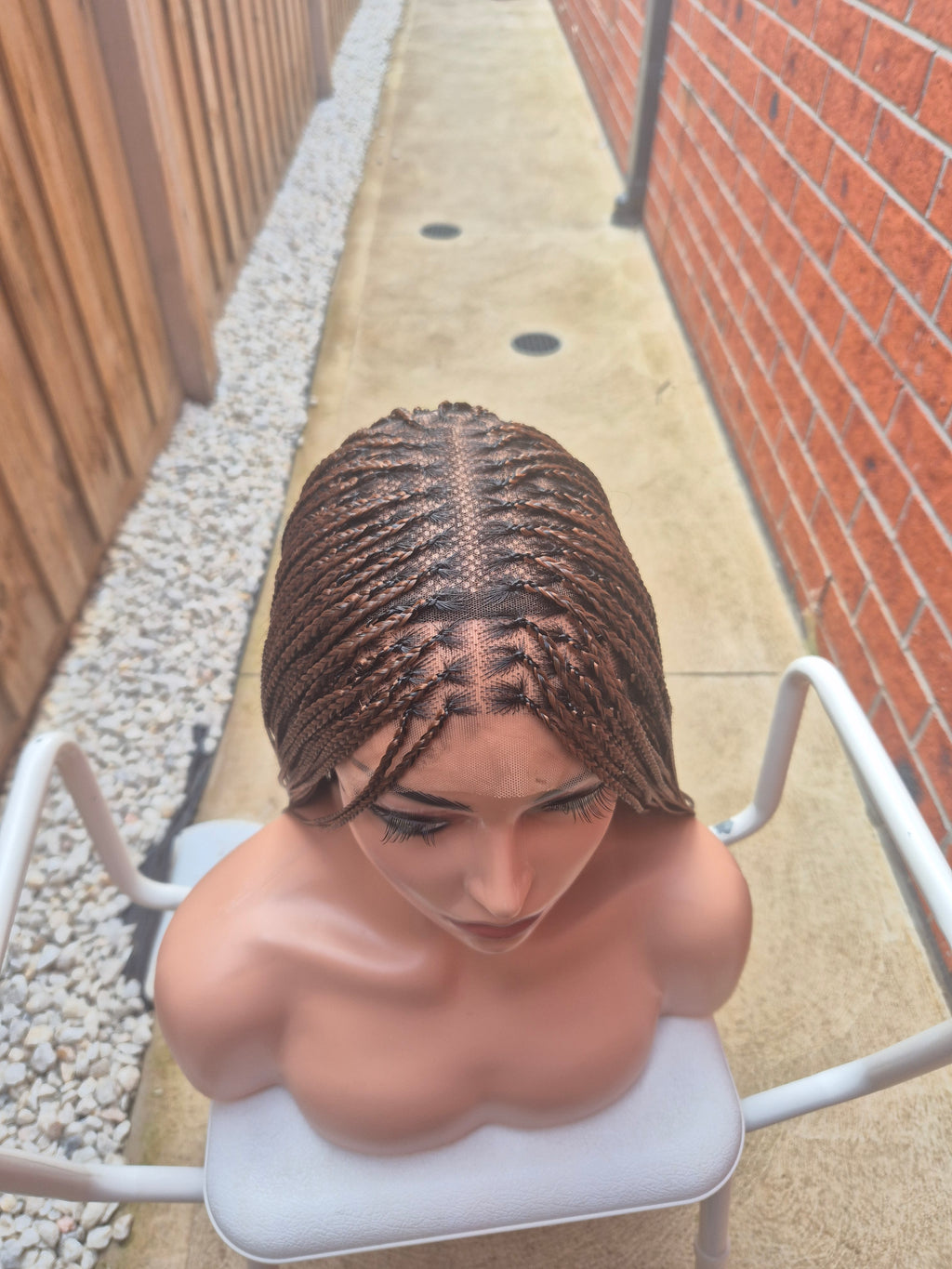 Brown Bone Straight Braided Lace Wig