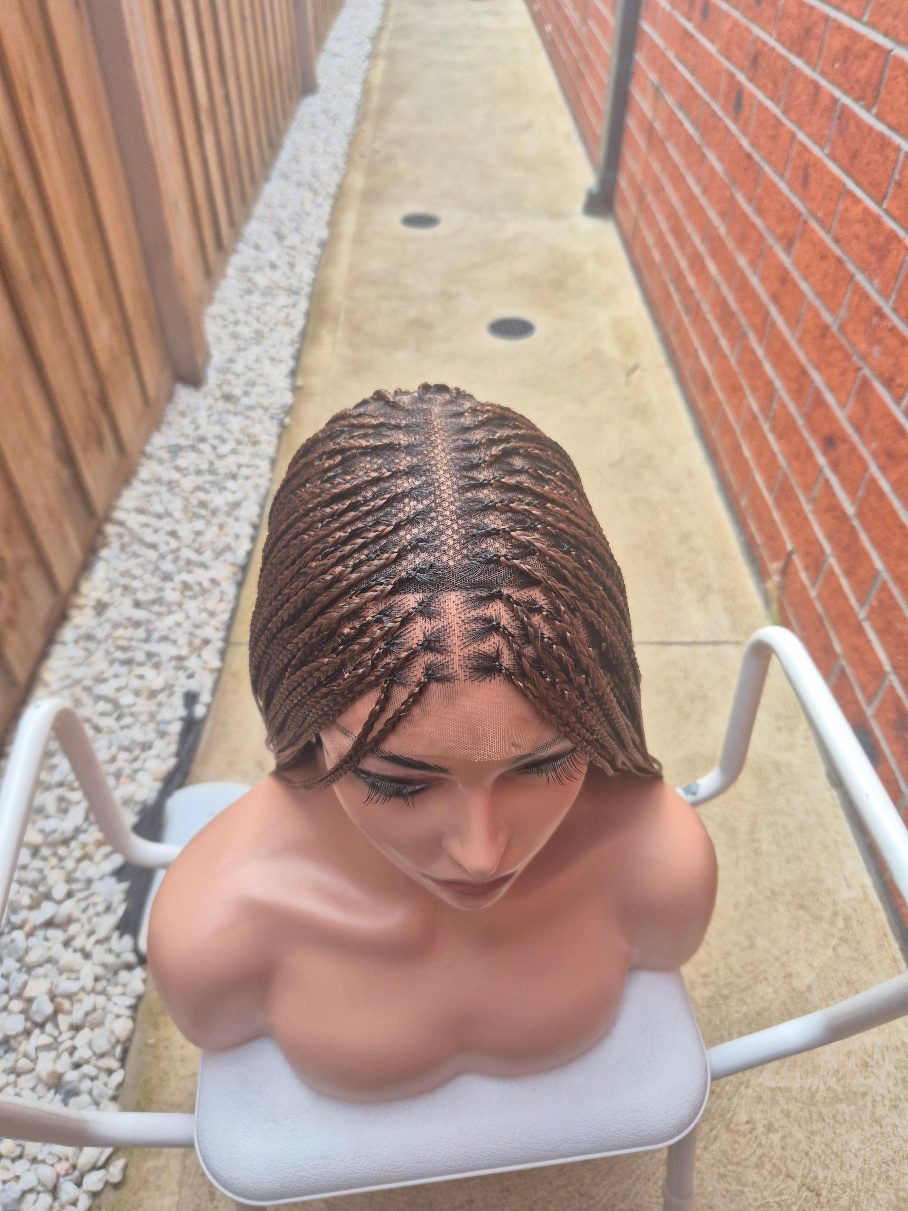 Brown Bone Straight Braided Lace Wig