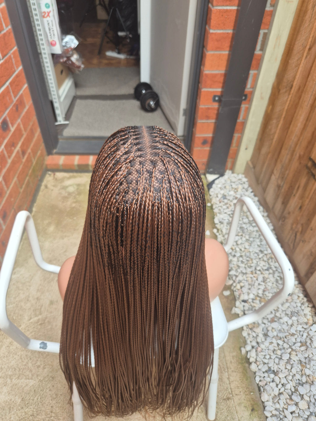 Brown Bone Straight Braided Lace Wig