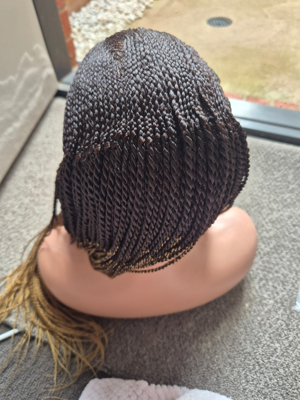 Dark Brown Gold Ombre Cornrow Braids Lace Front Wig – Medium Cap, Long Length, Synthetic Hair