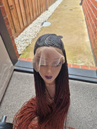 Black Auburn Ombre Senegalese Twist Lace Front Wig