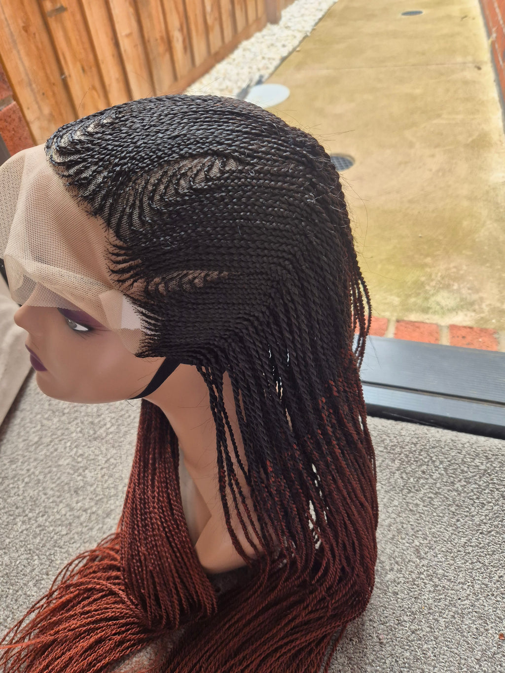 Black Auburn Ombre Senegalese Twist Lace Front Wig
