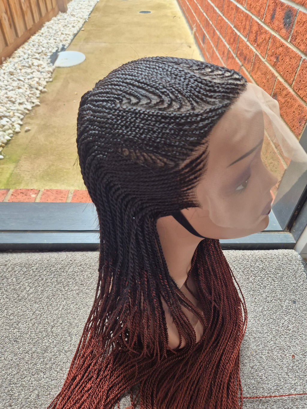 Black Auburn Ombre Senegalese Twist Lace Front Wig