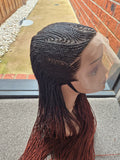 Black Auburn Ombre Senegalese Twist Lace Front Wig