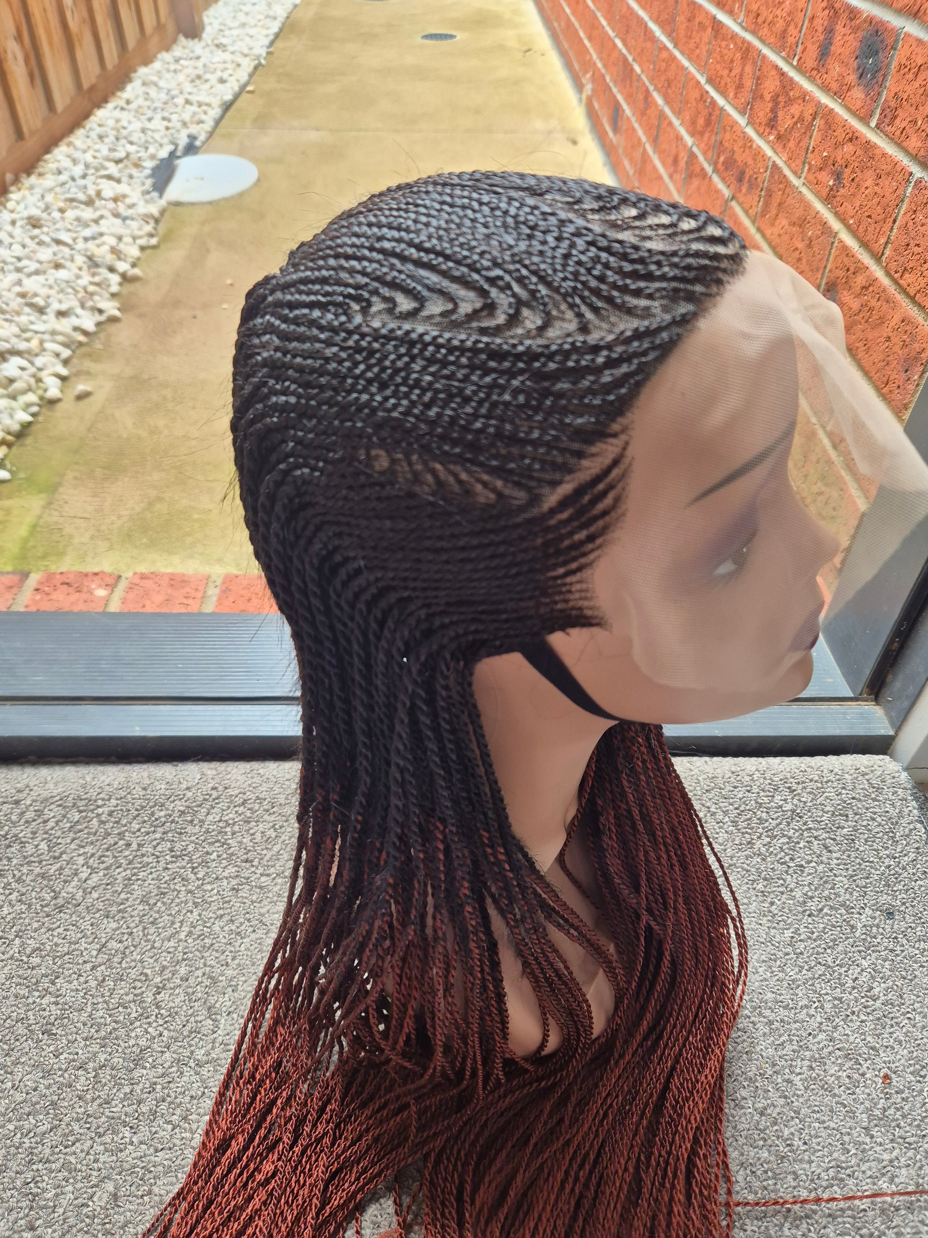 Black Auburn Ombre Senegalese Twist Lace Front Wig
