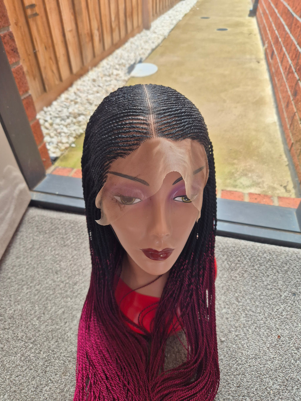 Magenta Ombre Senegalese Twist Lace Front Wig