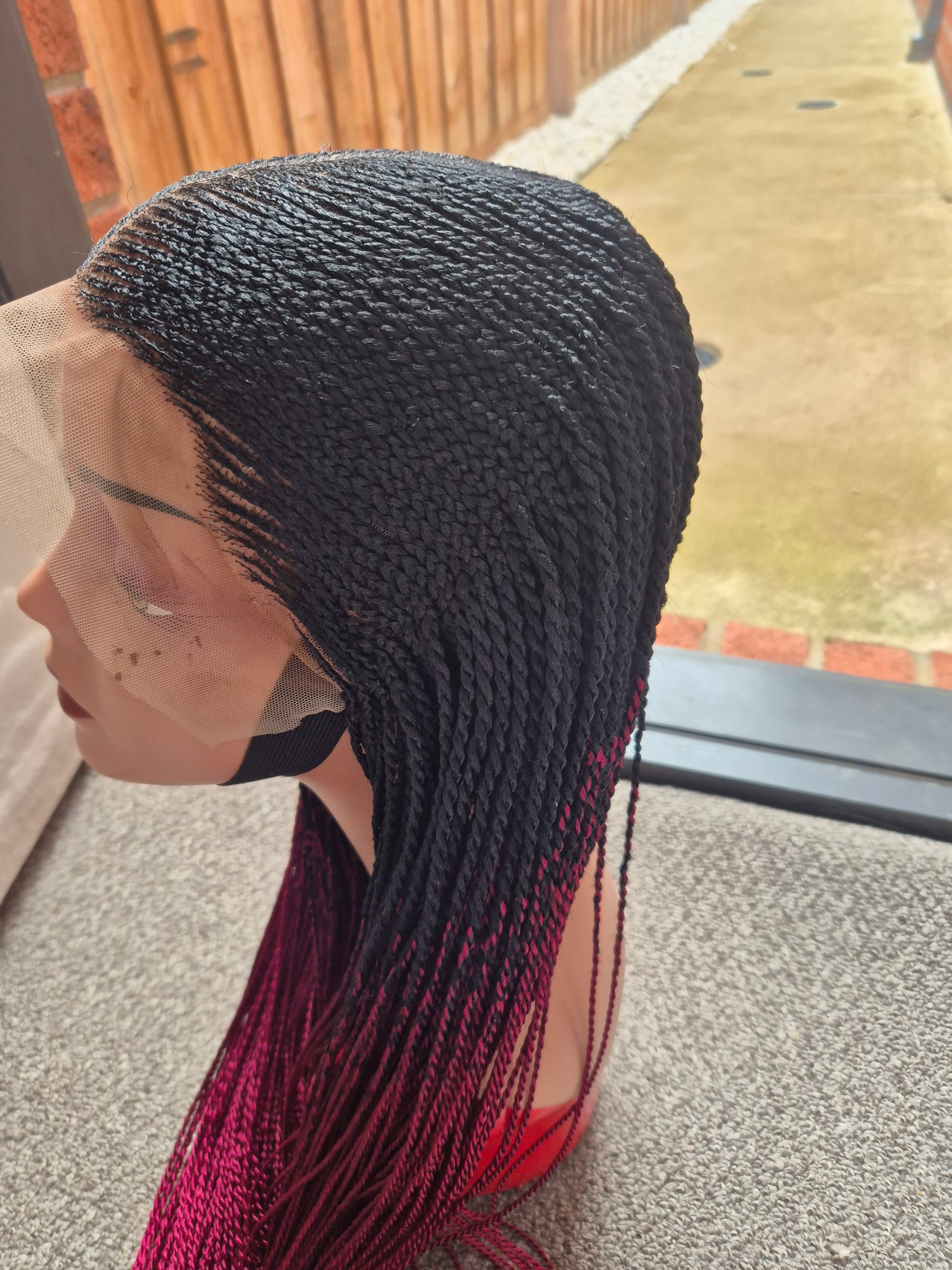 Magenta Ombre Senegalese Twist Lace Front Wig