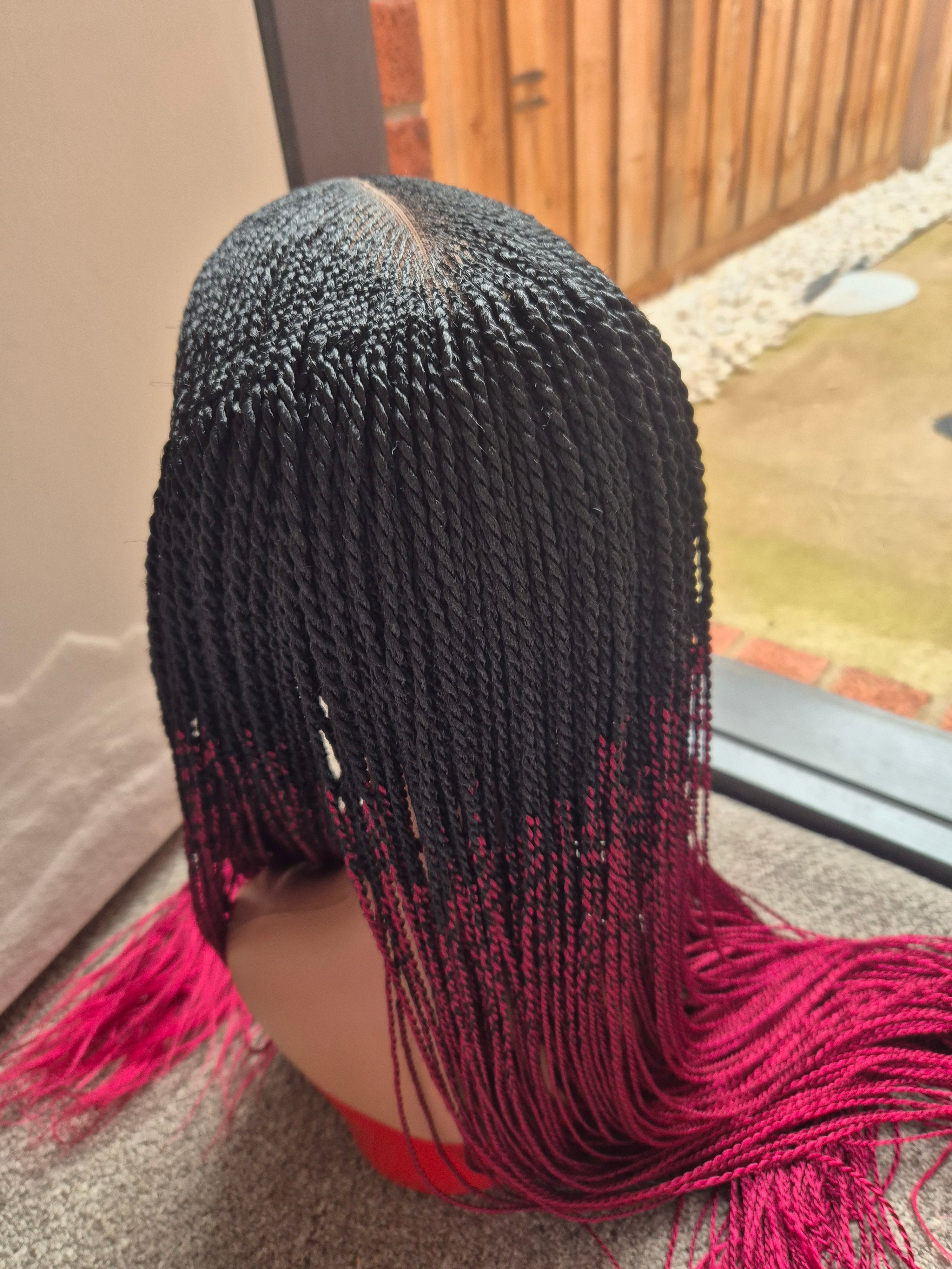 Magenta Ombre Senegalese Twist Lace Front Wig