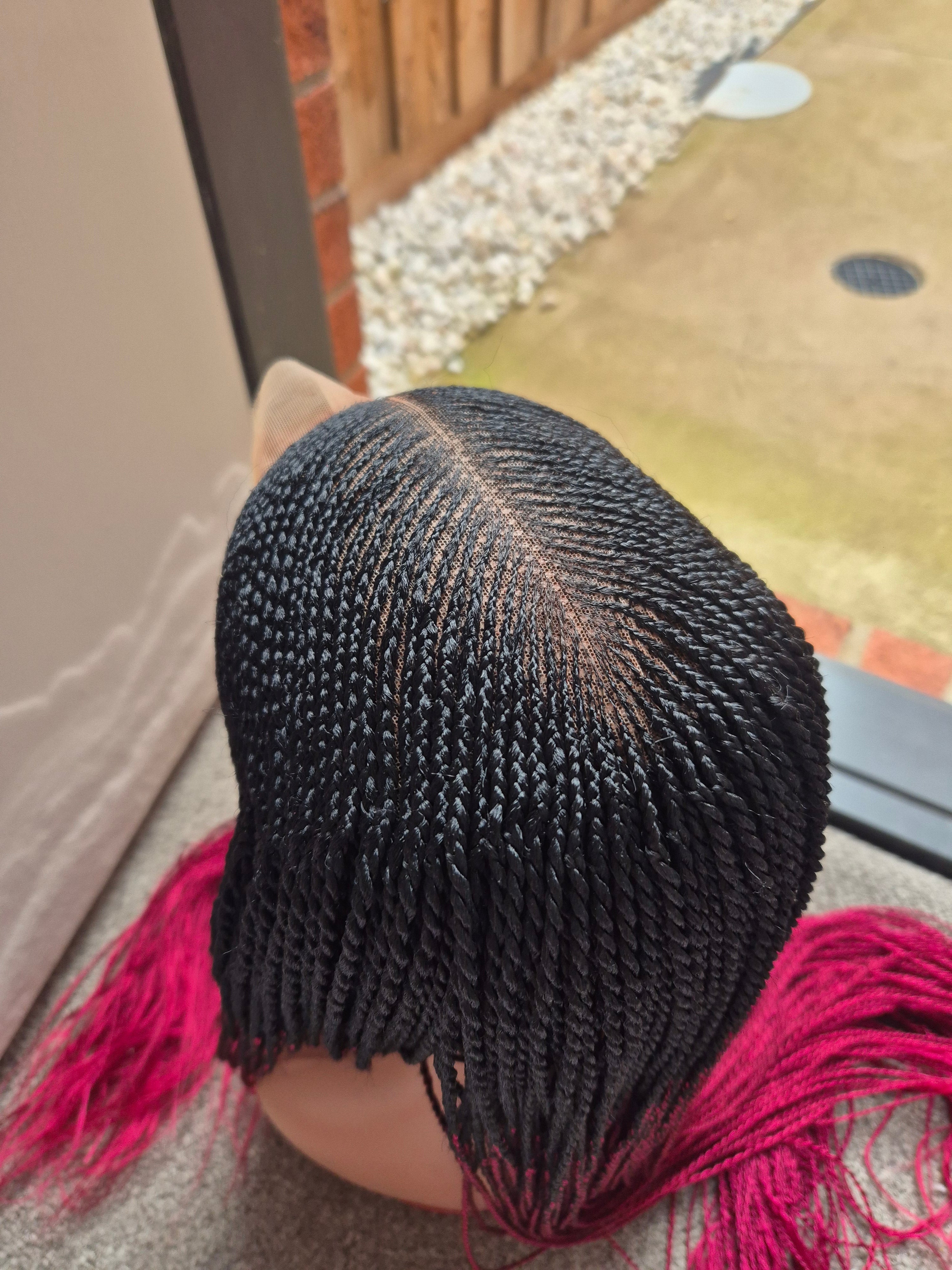 Magenta Ombre Senegalese Twist Lace Front Wig