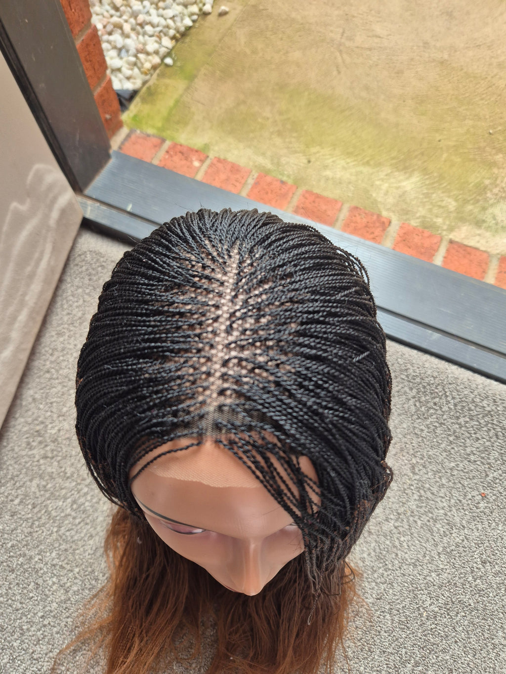 Black and Brown Micro Braid Twist Wig