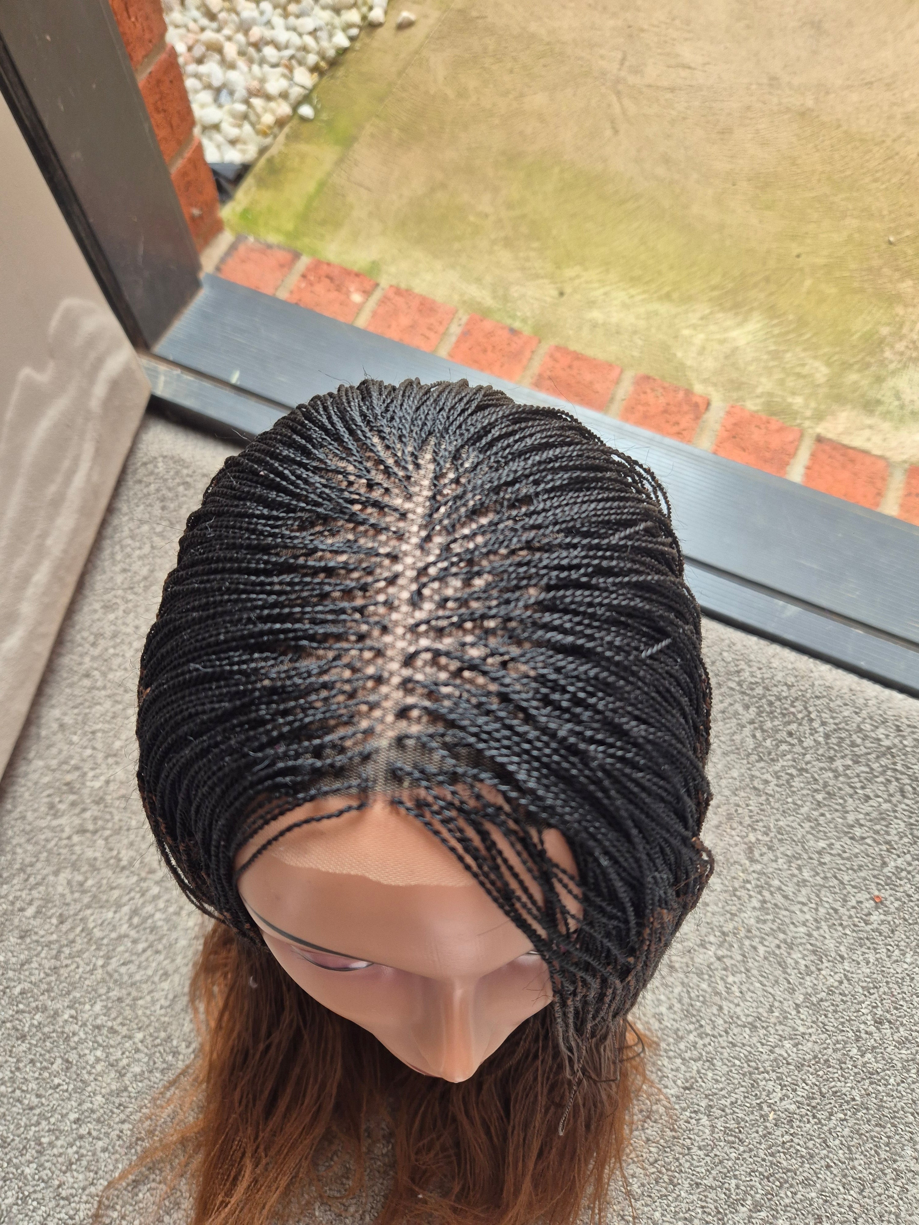 Black and Brown Micro Braid Twist Wig