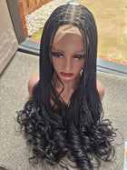 Black French Curl Braided Lace Wig