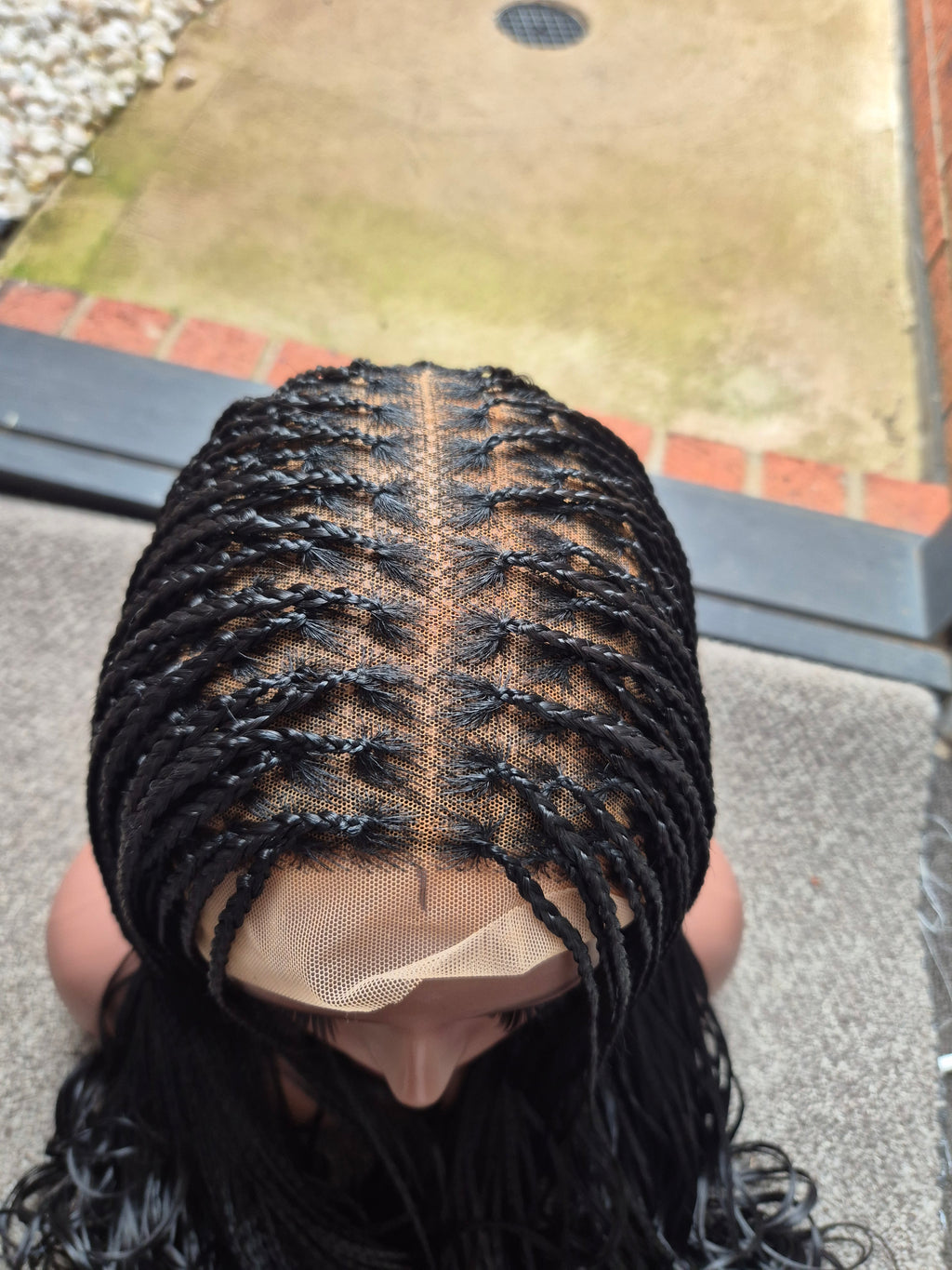 Black French Curl Braided Lace Wig