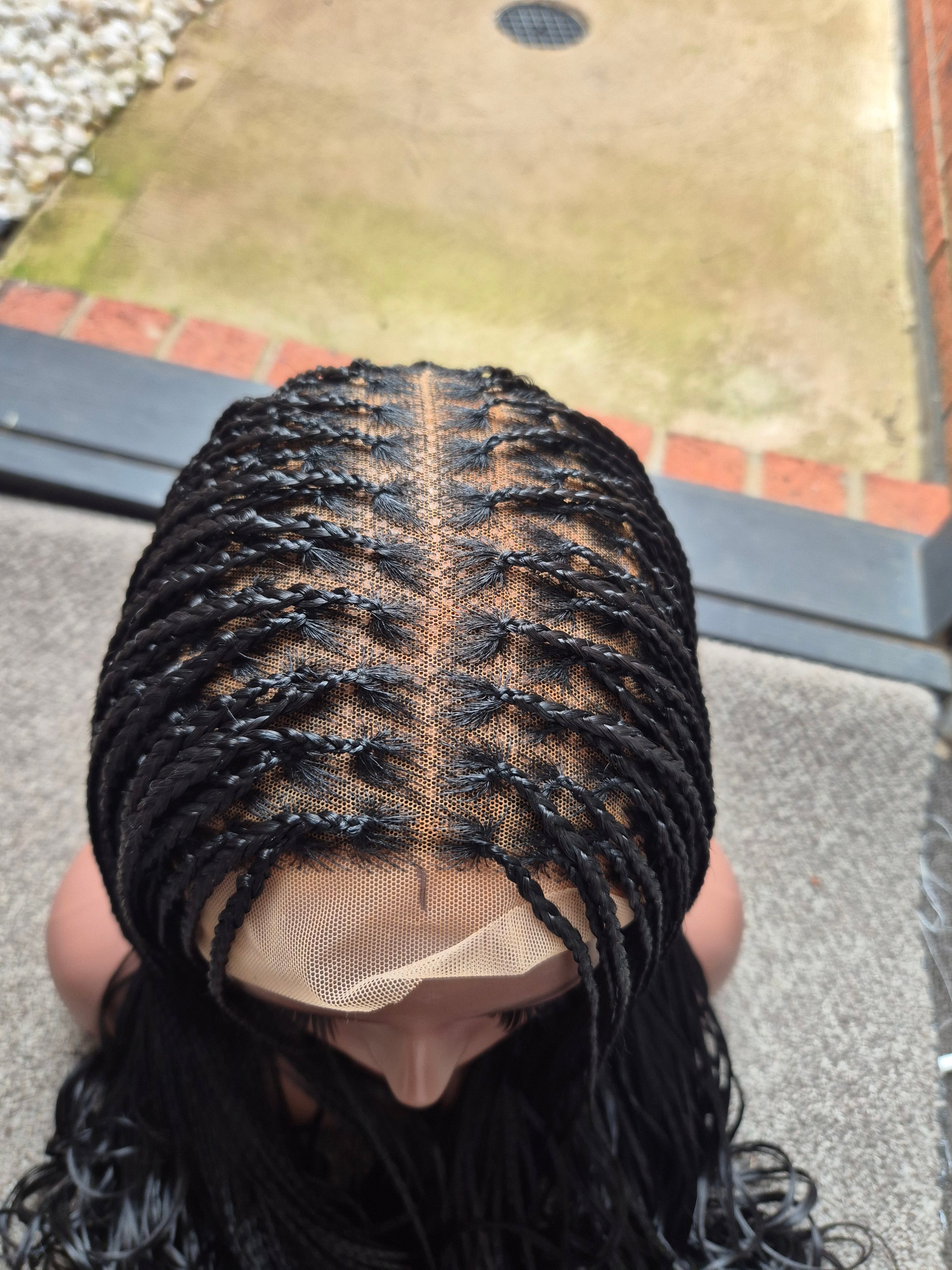 Black French Curl Braided Lace Wig