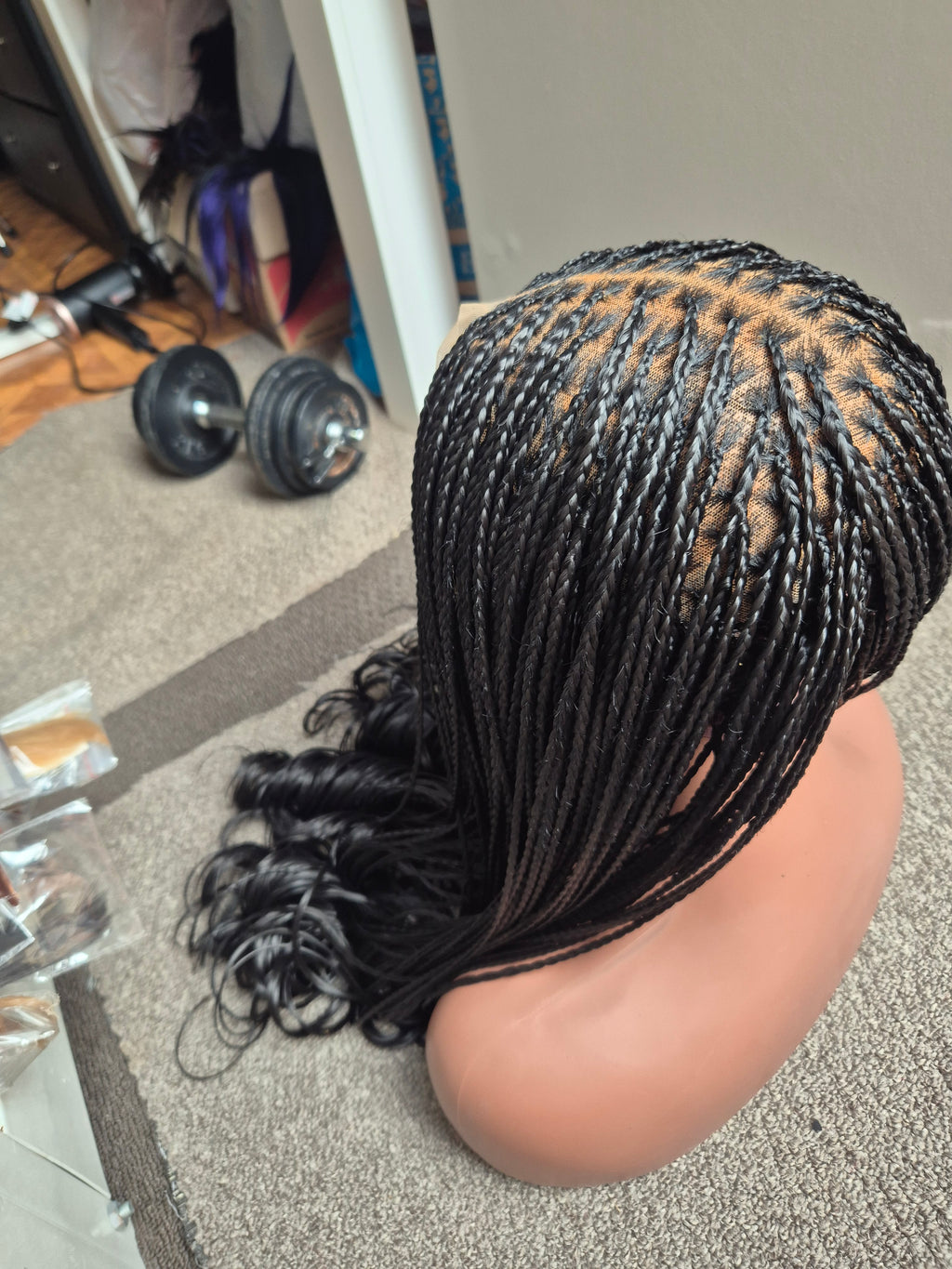 Black French Curl Braided Lace Wig