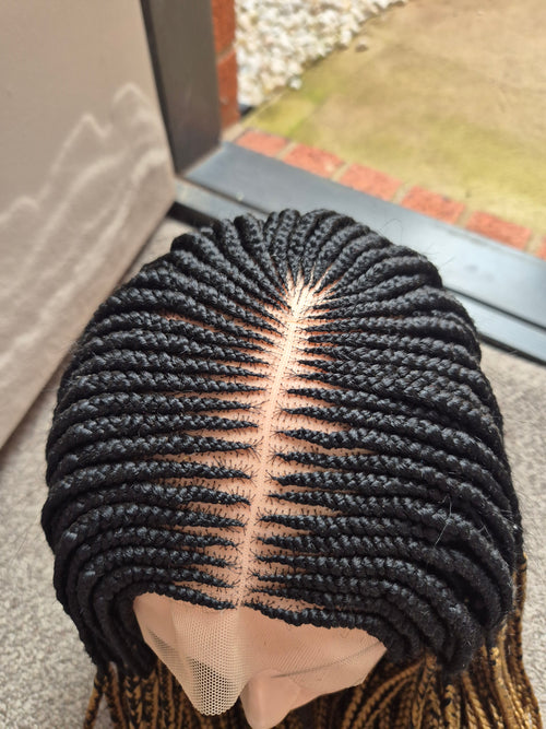 Black and Brown Cornrow Braid Wig