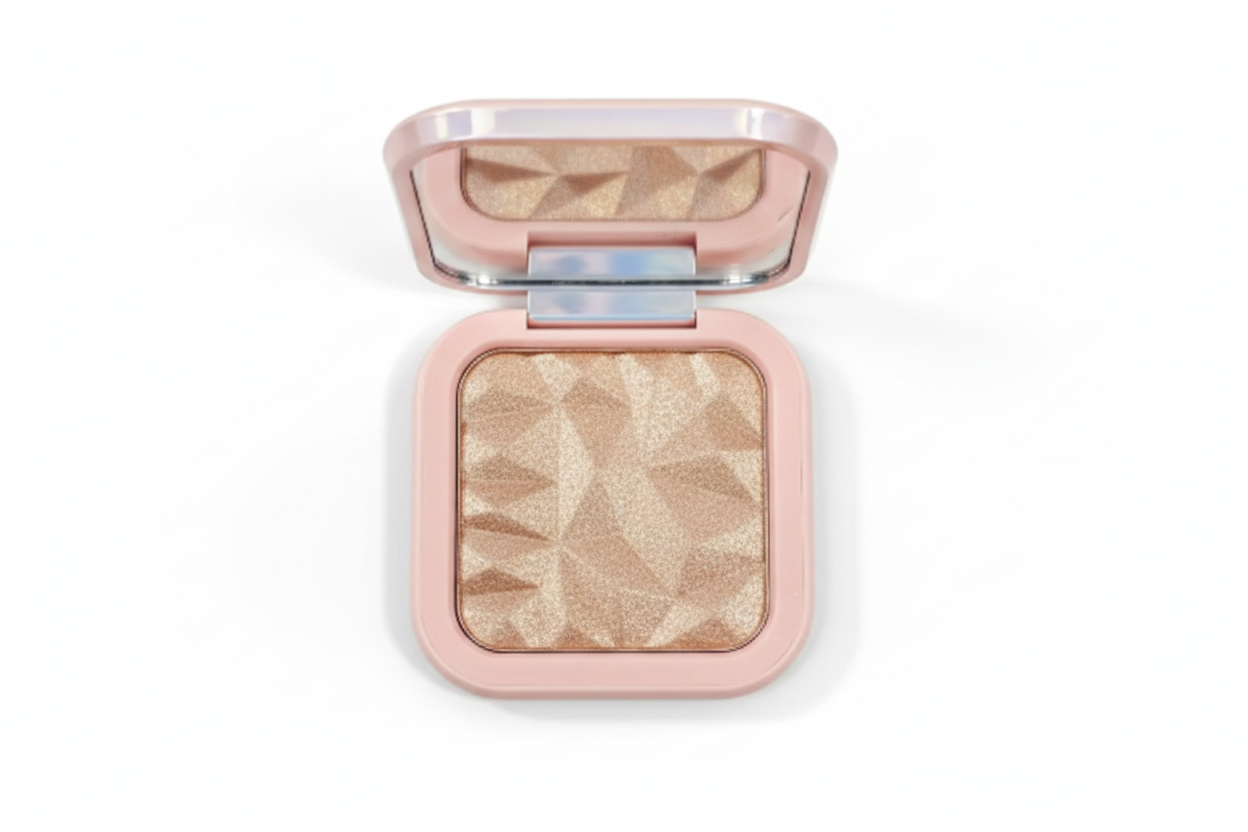 Diamond-Cut Highlighter Powder Compact – 6 Shades, Buildable Glow, All Skin Tones