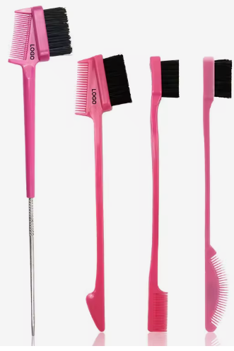3-in-1 Edge Control Hair Styling Brush – Edge Brush, Comb & Spoolie, 4 Colours