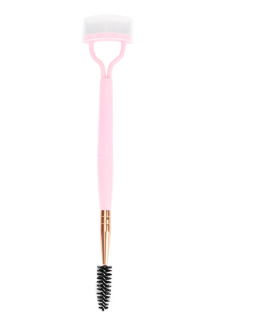 Dual-Ended Eyelash Comb & Brow Spoolie Brush – Pink & Black, Travel-Friendly