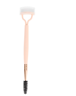 Dual-Ended Eyelash Comb & Brow Spoolie Brush – Pink & Black, Travel-Friendly