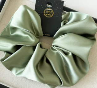Luxury Satin Scrunchie – Oversized, Hair-Gentle, 8 Colours including Sage, Champagne, Lavender