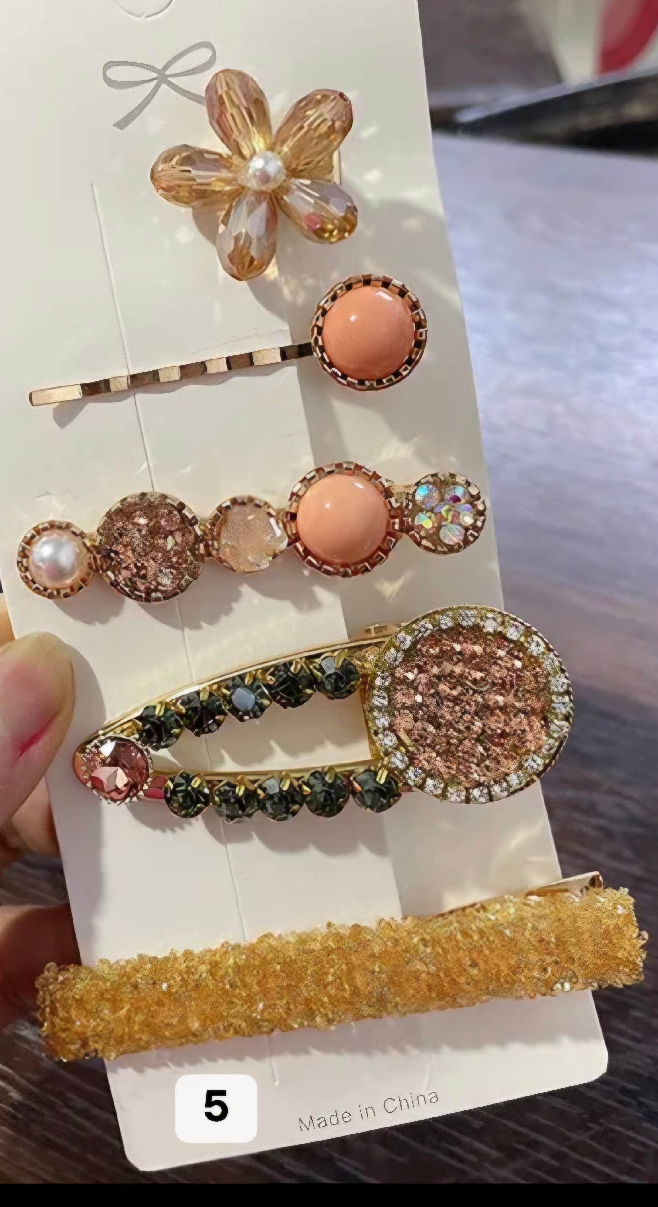 Crystal & Pearl Hair Clip Set – 4–6 Pieces, Rhinestone & Gold-Tone, Gift-Ready