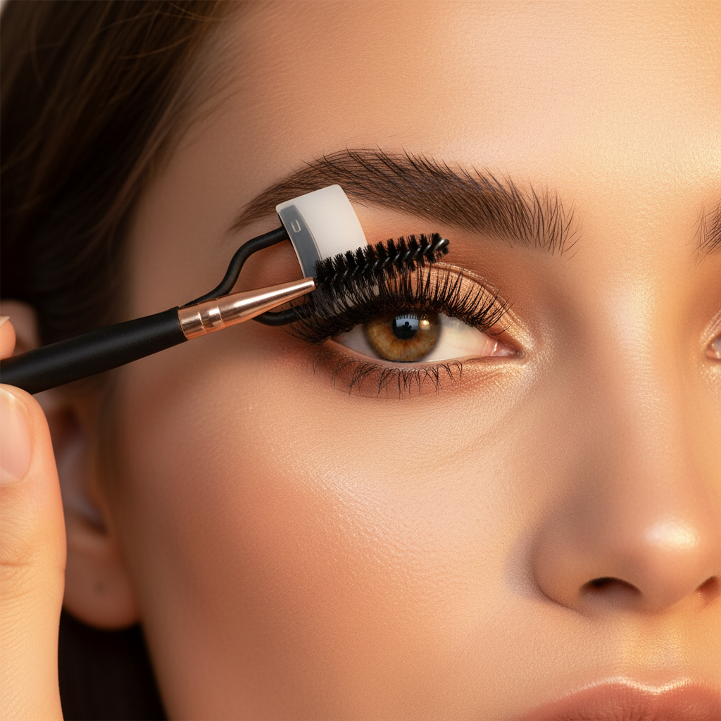 Eyelash comb in use