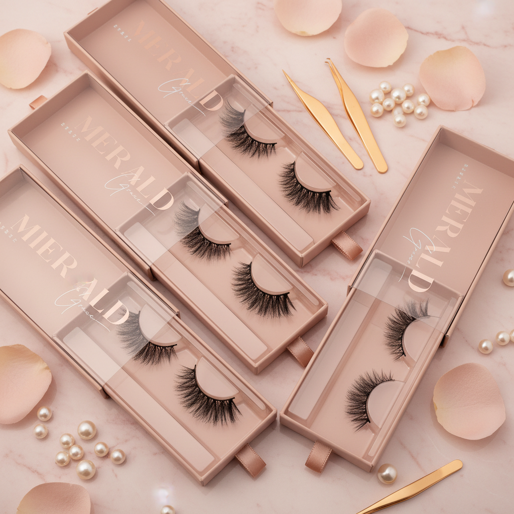 Lashes packaging flat lay