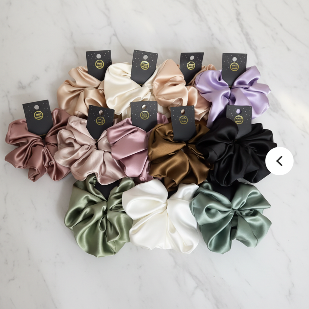 Satin Scrunchies Elegant Flat Lay