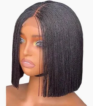 Purple Micro Twist Bob Lace Front Wig – Medium Cap, Short Bob, Synthetic Hair