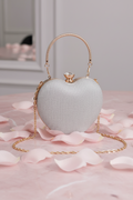 Heart Clutch Bag – Crystal Clasp, Chain Strap, 4 Colours – Evening & Wedding Bag